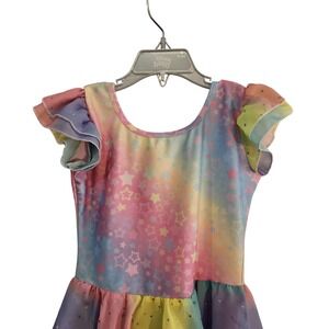 Girls Rainbow Star Ruffled Sleeve Leotard Dress Ballet Dance Gymnastics 140 (9)‎